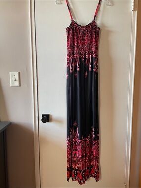 VENUS Black and Pink Paisley Maxi Dress
